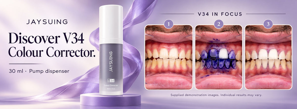 V34 colour corrector, before, during and after brushing